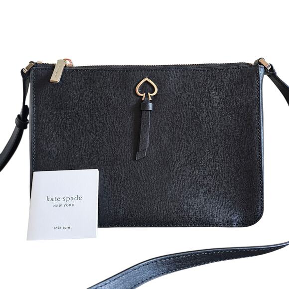 Kate Spade Black Leather Crossbody Bag Women’s Designer Purse Handbag - Picture 2 of 7